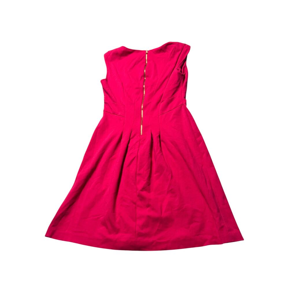 Lauren Ralph Lauren A-Line Dress Womens 6 Hot Pink Stretch Pleated Wide Strap - Picture 6 of 13